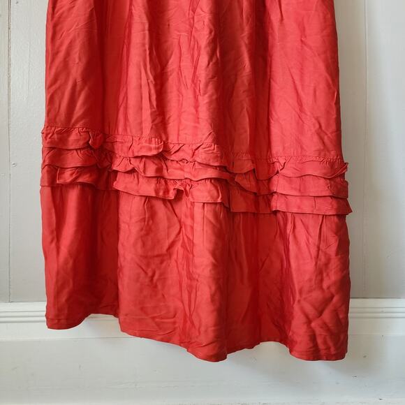 J.Jill Cottagecore Prairie Ruffle Autumn Maxi Dress Orange Large - Picture 8 of 13